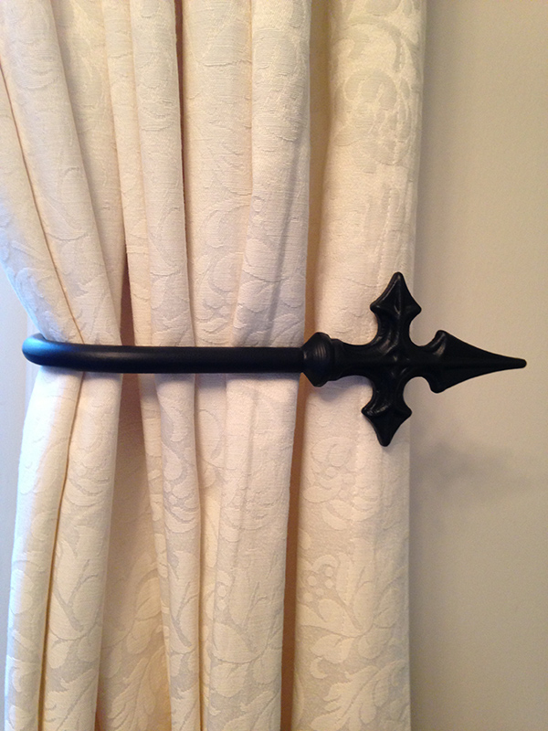 A Pair of Black Wrought Iron Church Cross Tie Backs 